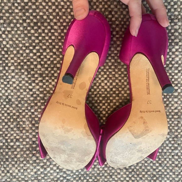 Manolo blahnik pink satin shoes size 7. - Picture 5 of 6